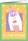 10th Birthday, Happy Dog, Party Hat card