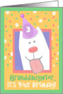 3rd Birthday, Granddaughter, Happy Dog, Party Hat card