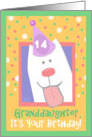 14th Birthday, Granddaughter, Happy Dog, Party Hat card