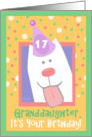 17th Birthday, Granddaughter, Happy Dog, Party Hat card