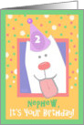 2nd Birthday, Nephew, Happy Dog, Party Hat card