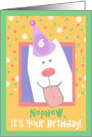 6th Birthday, Nephew, Happy Dog, Party Hat card
