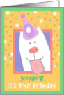 8th Birthday, Nephew, Happy Dog, Party Hat card