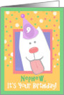 9th Birthday, Nephew, Happy Dog, Party Hat card
