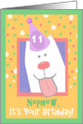 11th Birthday, Nephew, Happy Dog, Party Hat card