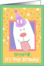 15th Birthday, Nephew, Happy Dog, Party Hat card