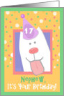 17th Birthday, Nephew, Happy Dog, Party Hat card