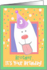 Brother 3rd Birthday Cute Dog in Party Hat card