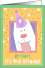 Brother 9th Birthday Happy Dog in Party Hat card