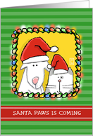 Dog Cat in Santa Hats Christmas Santa Paws card