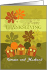 Happy Thanksgiving Cousin and Husband Folk Art Style card