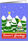 Season’s Greetings Forest Christmas Trees with Lights in Snow card