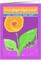Congratulations Weight Loss 100 lbs Yellow Flower on Lavender card