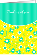 Bright Colorful Thinking of You Friend Card Floral Pattern, Stripes card