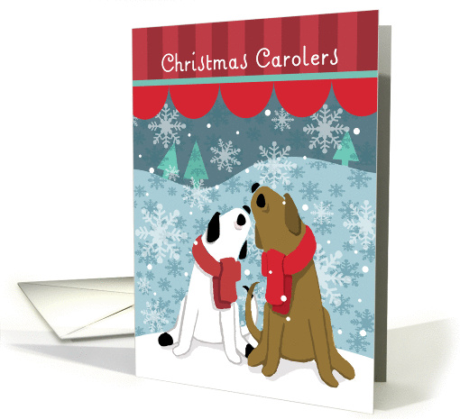 Christmas Carolers 2 Happy Dogs in the Snow card (1308768)