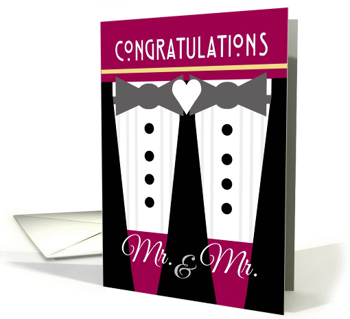 Gay Wedding Congratulations Mr. and Mr. Tuxedos Bow Ties card