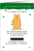 Annoyed St. Patrick’s Cat Gertie on St. Paddy and Snakes card