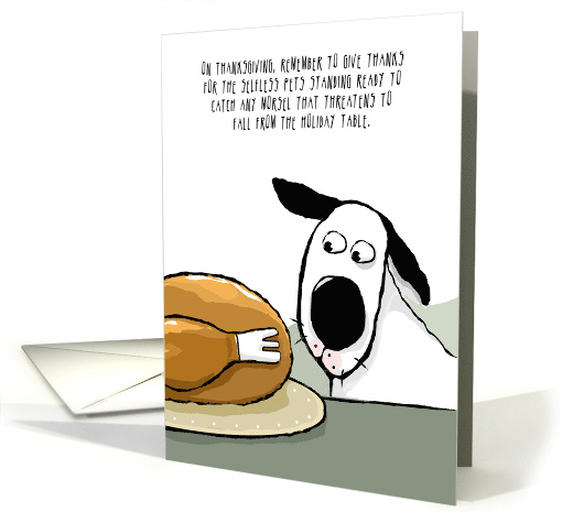 Thanksgiving Turkey Has Help from Family Dog card (1797460)