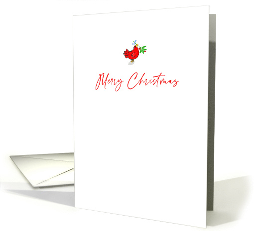 Minimalist Merry Christmas Red Bird with Mistletoe card (1804312)