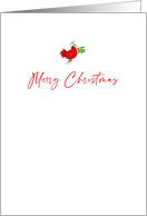 Minimalist Merry Christmas Red Bird with Mistletoe card