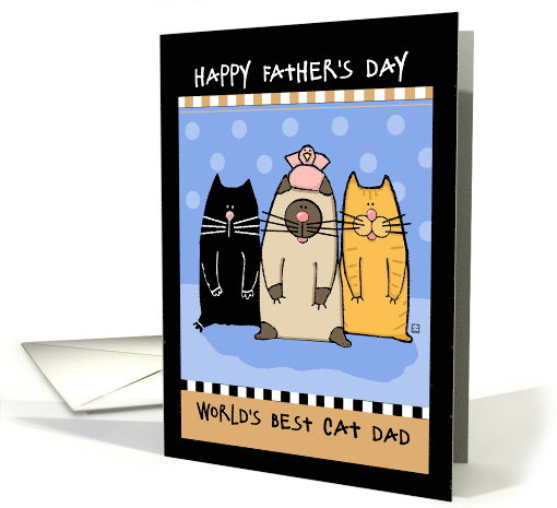 Happy Father's Day World's Best Cat Dad card (423360)