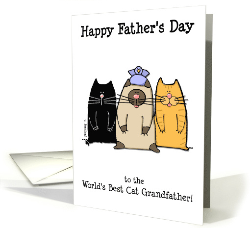 Happy Father's Day World's Best Cat Grandfather card (423361)