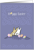 Two Bunnies Lean In Happy Hoppy Easter card