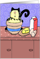 Cute Cat Making Birthday Cake Happy Birthday card