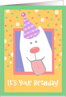 Birthday Cute Dog Tongue Party Hat card