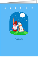 Friends Dog and Child Stargazing card