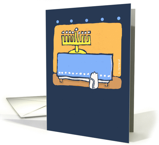 Happy Hanukkah, Cat Pets Menorah card (535635)