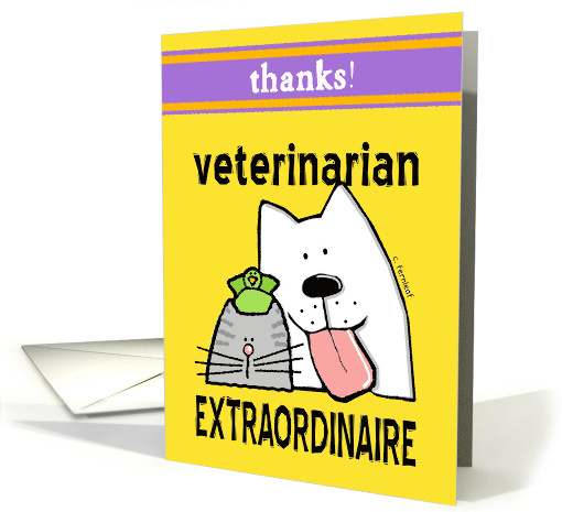 Thanks Veterinarian Cat Dog Bird Cartoon Card 610816