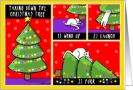 Taking Down the Christmas Tree, Christmas Tree Lights Cat card