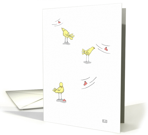 Thinking of you, Bird watching heart on breeze card (844334)