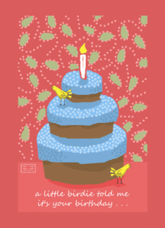Birthday, little birdie told me, birthday cake card (846651)