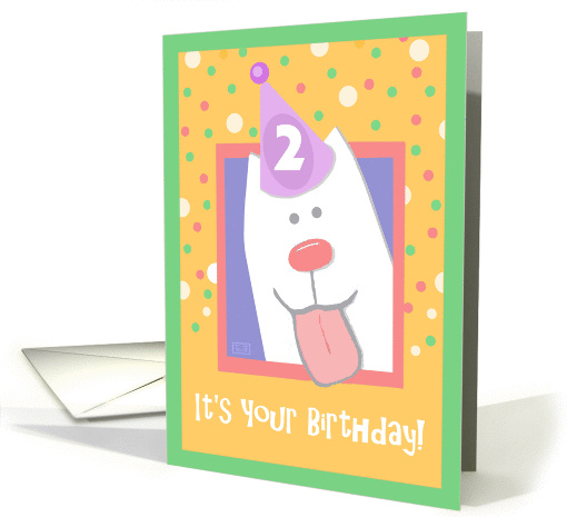 2nd Birthday, Happy Dog, Party Hat card (846802)