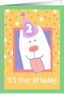 2nd Birthday, Happy Dog, Party Hat card