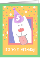 5th Birthday, Happy Dog, Party Hat card