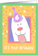 6th Birthday, Happy Dog, Party Hat card