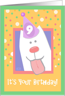 9th Birthday, Happy Dog, Party Hat card