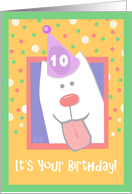 10th Birthday, Happy Dog, Party Hat card