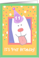 11th Birthday, Happy Dog, Party Hat card