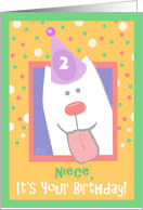 2nd Birthday, Niece, Happy Dog, Party Hat card