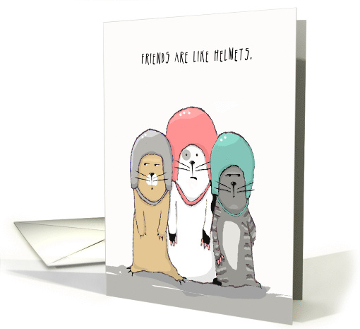 Friends Are Like Helmets, Three Cats in Crash Helmets card (864188)