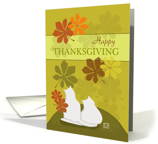 Happy Thanksgiving Cats Folk Art Style card (870643)