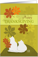 Happy Thanksgiving Cats Folk Art Style card