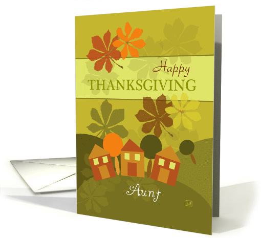 Happy Thanksgiving Aunt Folk Art Style card (871212)