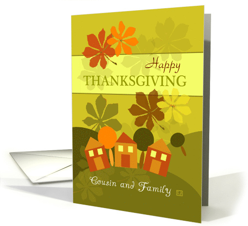 Happy Thanksgiving Cousin and Family Folk Art Style card (871267)