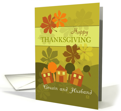 Happy Thanksgiving Cousin and Husband Folk Art Style card (871268)