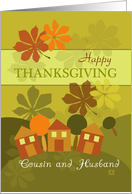 Happy Thanksgiving Cousin and Husband Folk Art Style card